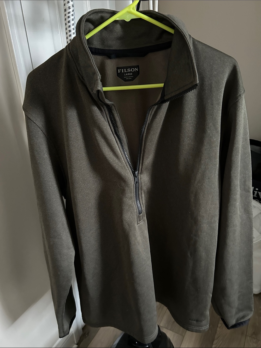 Filson Men's Olive Quarter-Zip Sweater - Large